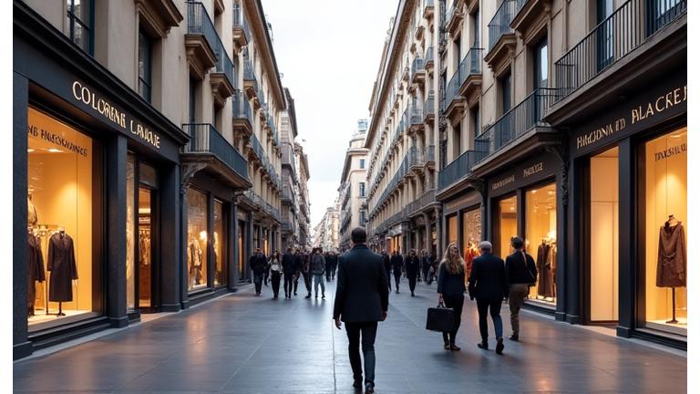 Vue d'une rue élégante à Milan, capitale de la mode, avec de belles façades d'immeubles.