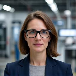 Photo de Sophie Martin, Directrice des Opérations de Forge Métal Innov, souriante dans un entrepôt moderne et organisé, symbolisant l'efficacité logistique et l'optimisation de la supply chain.